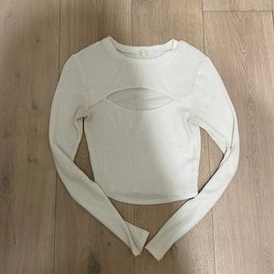 cropped white cut-out shirt